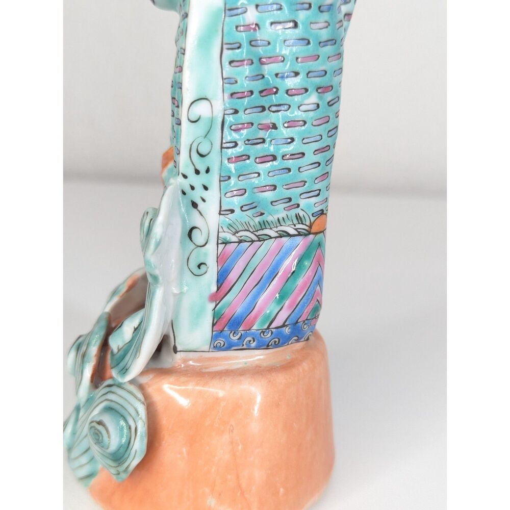 Antique Early 20th c. Chinese Famille Rose Porcelain Figurine Waves Immortallity - Picture 9 of 12